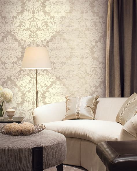Incredible Damask Wallpaper In Living Room Ideas