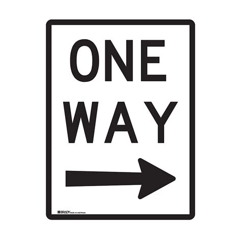 Traffic Control Sign One Way With Right Arrow