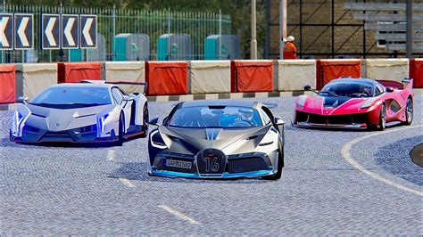 Bugatti Divo Vs Lamborghini Veneno Vs Ferrari Fxx K Highlands Youtube