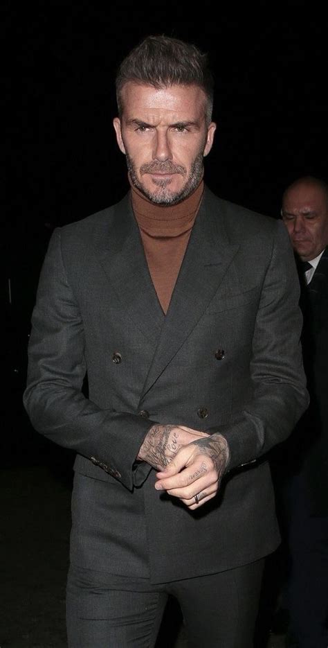 David Beckham With A Fall Business Casual Look With A Brown Turtleneck