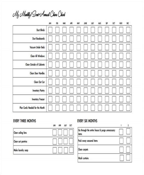 Monthly Chore Chart Template Pdf Template