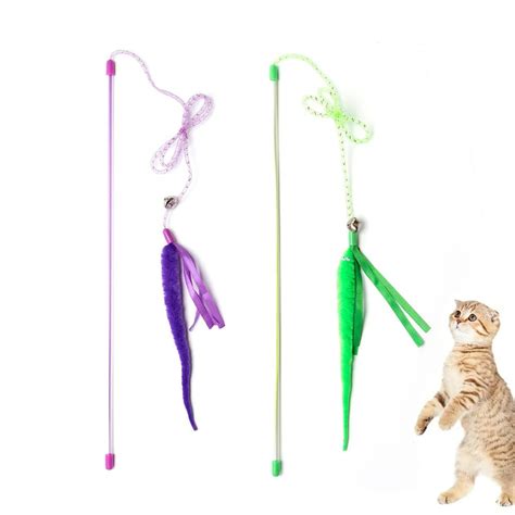 Cat Wand Toys 2 Pcs Interactive Worm Cat Toys With Bell Cat Teaser