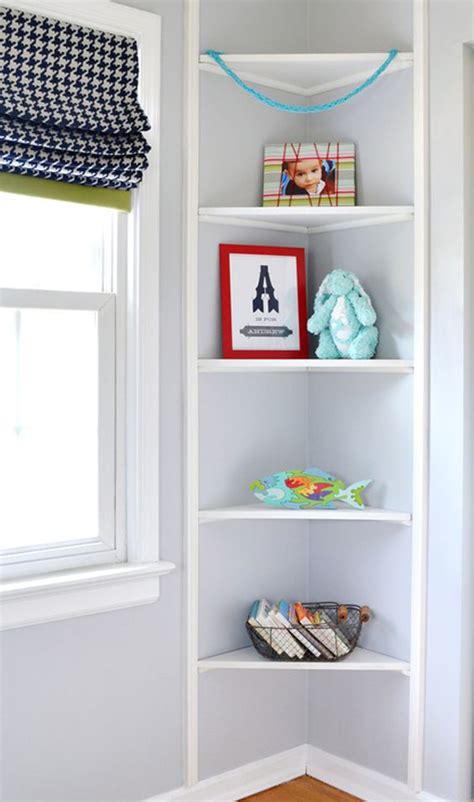 We needed a place for all our books that were still in boxes after our last move, and this corner in our basement was the perfect spot for a corner bookshelf. Easy DIY Corner Shelves With Extra Storage | HomeMydesign