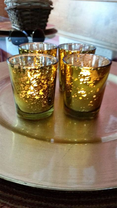 Gold Mercury Glass Votives W Battery Operated By Therusticroom
