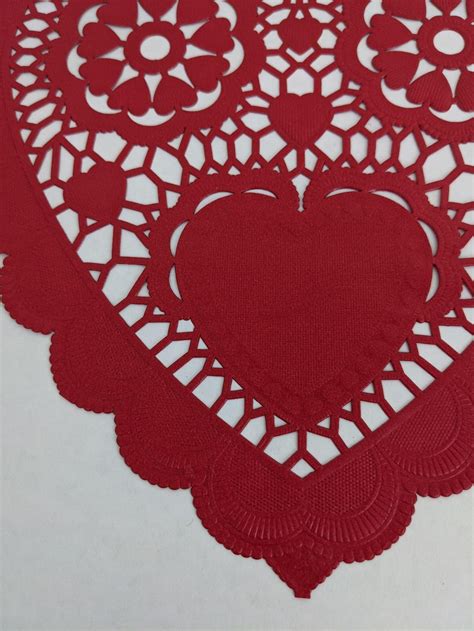 12 10 Red Heart Scalloped Paper Doilies Red Paper Etsy