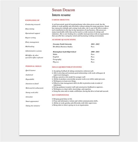 Cv templates find the perfect cv template. Internship Resume Template - 18+ Samples & Examples