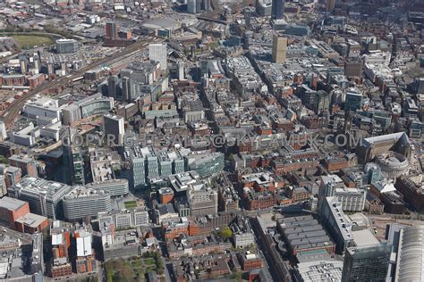 Aerial Photography Of Manchester High Level View Looking Down Deansgate