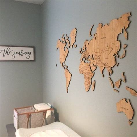 Wood Wall Art Large World Map Of The World Wall Decal Birthday Etsy