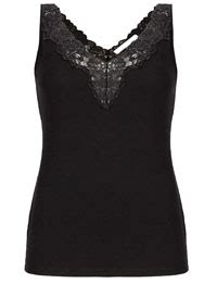 Marks And Spencer M Black Modal Rich Soft Touch Lace Trim Vest