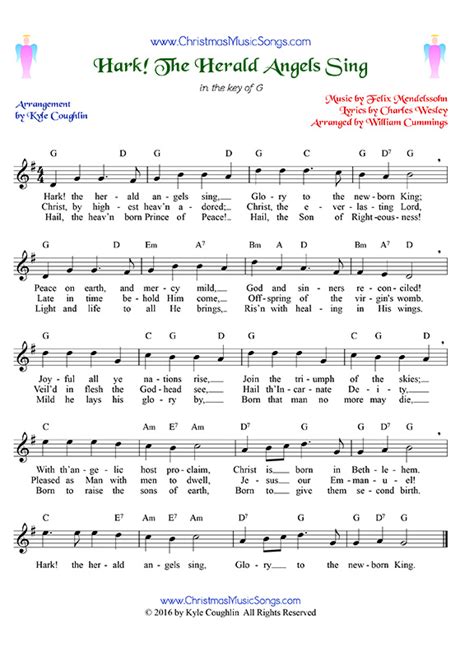Hark The Herald Angels Sing Lyrics Printable