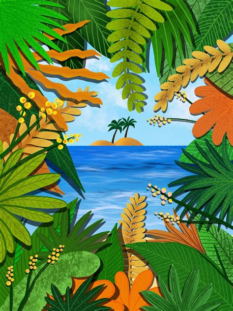 tropical tropical illustration illustration art drawing beach illustration