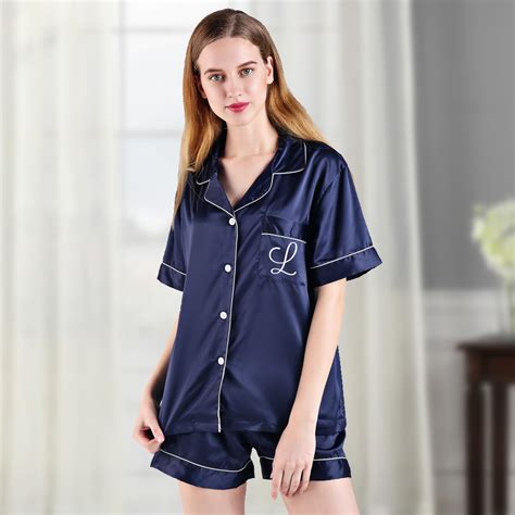 button up bridal party pajama set with initial personalized brides