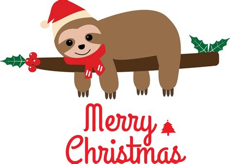 Cute Cartoon Sloth Icon On White Background Flat Style Christmas