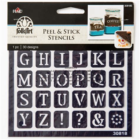 Folkart Peel And Stick Old School Alphabet Stencils 30 Piece