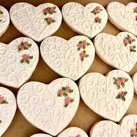 Couture Wedding Heart Cookies 1 Dozen Etsy Wedding Cookies