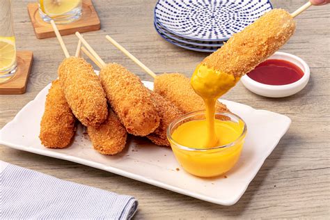 Korean Style Corn Dogs With Creamy Cheese Sauce Create With Nestle