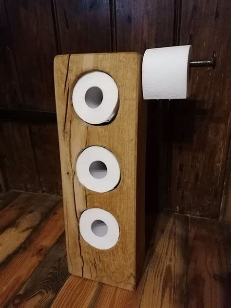 Handmade Wooden Toilet Paper Holder With 3 Holes And A Metal Etsy Norway