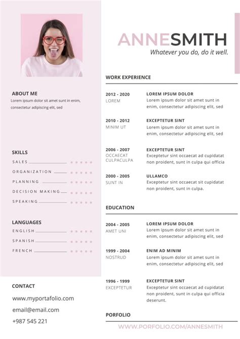 Free Light Pink Resume With Fun Design Template