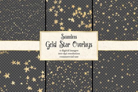 Seamless Gold Star Overlays Graphic Patterns Creative Market