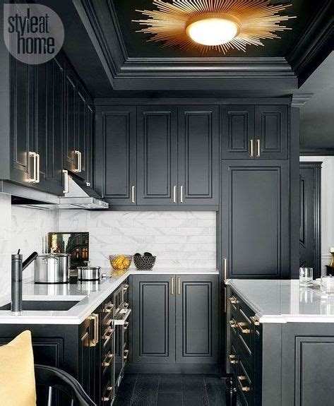 Black Cabinets Marble Countertops Gold Fixtures With Images