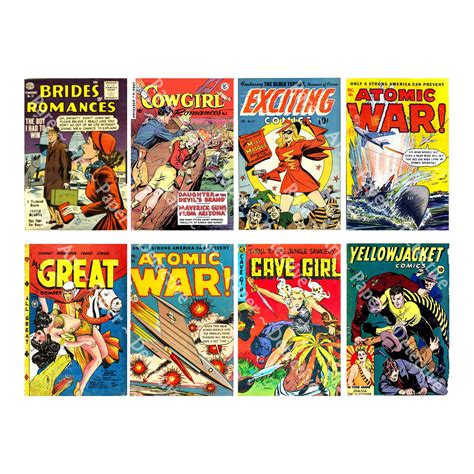 Vintage Comic Book Covers S Comics Printable Etsy Canada
