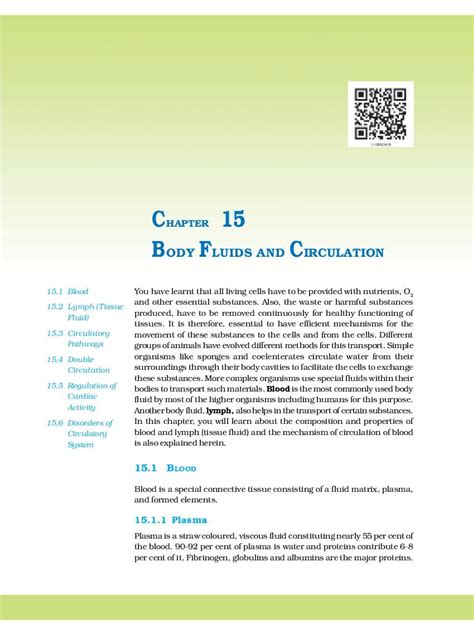 Ncert Book Class 11 Biology Chapter 15 Body Fluids And Circulation Pdf