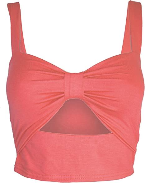 Oops Outlet Ladies Strappy Bow Knot Front Cut Out Vest T Shirt Boob