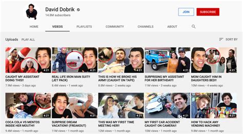 He got his fame through vine with david dobrik's youtube channel has over 20 million subscribers as of 2020 growing by 10,000 new subs daily and has accumulated over 9 billion. David Dobrik Net Worth: Viral Viner to Money Making ...