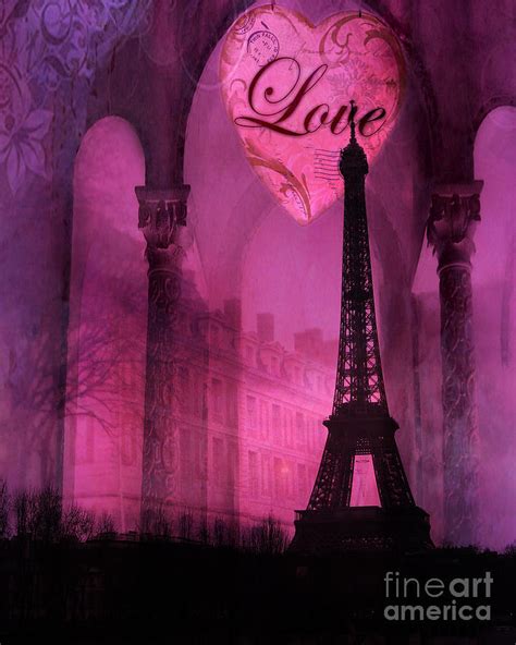 Paris Romantic Pink Fantasy Love Heart Paris Eiffel Tower Valentine
