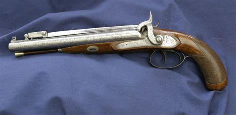Double Barreled Percussion Pistol By T Aston With Spring Loaded