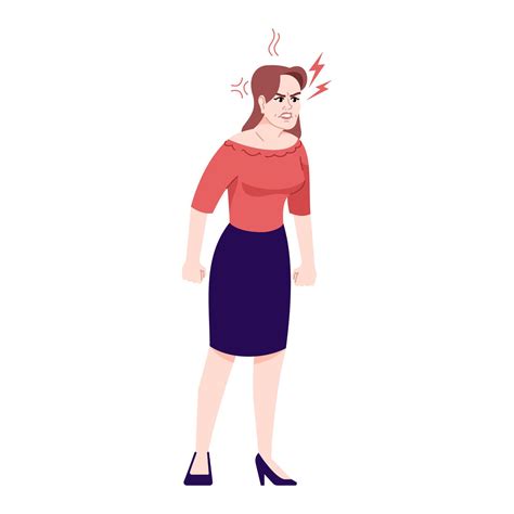 Angry Woman Flat Vector Illustration Frustrated Lady Negative