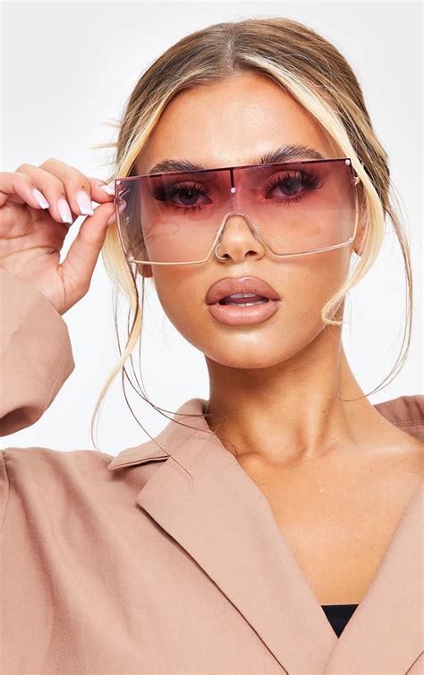 Pink Lens Ombre Oversized Square Frame Sunglasses Prettylittlething Qa