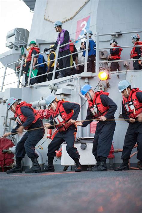 Sailors Aboard The Guided Missile Destroyer Uss Mitscher Picryl