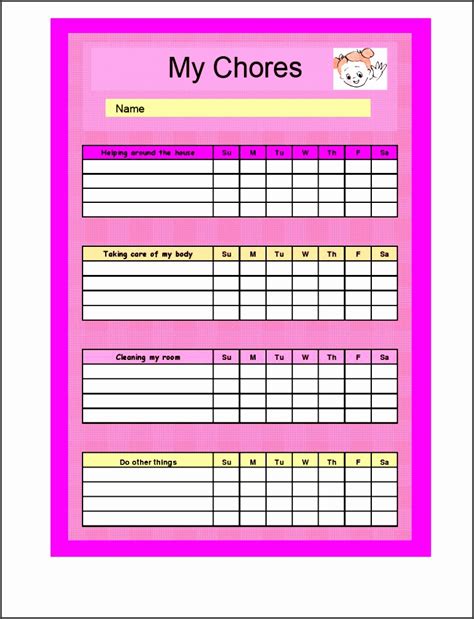 Free Printable Templates For Chore Charts Printable Templates Free