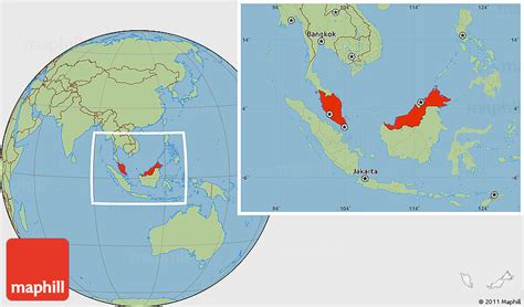 Savanna Style Location Map Of Malaysia