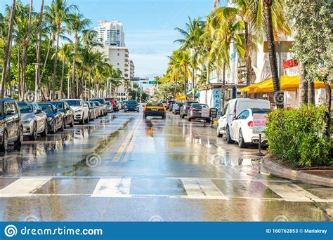 It was cold and damp when i got up early to walk along ocean drive. Miami, USA - September 09, 2019: Ocean Drive Street In The ...