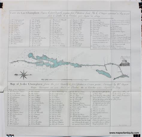 1850 Carte Du Lac Champlainmap Of Lake Champlain Antique Map
