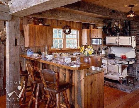Wood Cook Stove In Kitchen Timber Frame Rustic Kitchen Country Kitchen