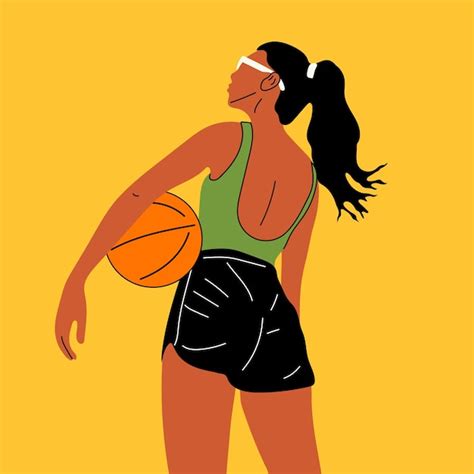 Premium Vector Beautiful Woman Who Go In For Sports Play Basketball