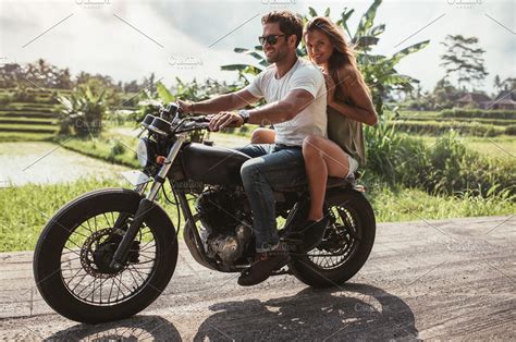 Young Couple Enjoying Motorcycle High Quality People Images ~ Creative Market