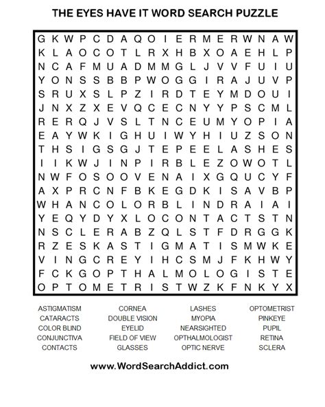 The Eyes Have It Word Search Puzzle Word Search Puzzles