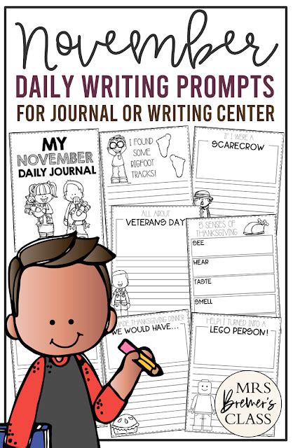 November Writing Prompt Templates For Daily Journals Or The Writing