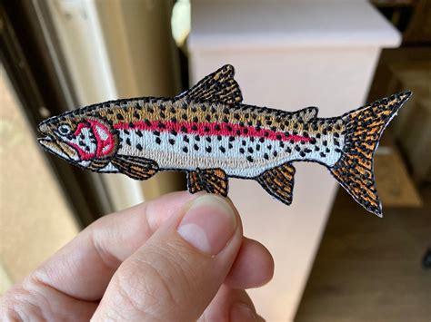 Rainbow Trout Iron On Embroidered Patch Quality Fish Patches Etsy