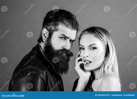 Sensual Couple In Love On Red Isolated Passionate Couple Gently