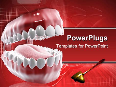 Powerpoint Template Dental Care Theme With Mouth And Teeth And Tongue