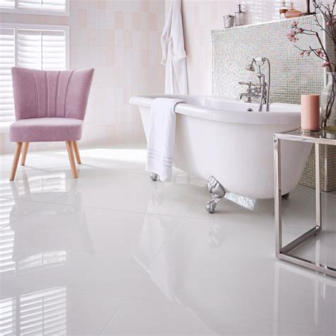 White Gloss Bathroom Floor Tiles Flooring Ideas