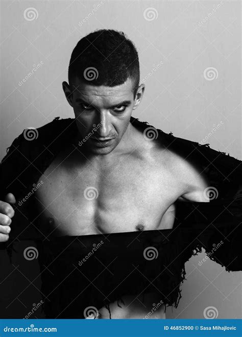 Man Tearing Shirt Stock Photo Image Of Portrait Serious 46852900