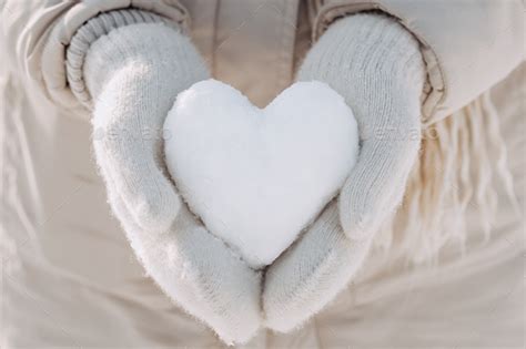 Snow Heart In Hands Stock Photo By Artfotodima Photodune
