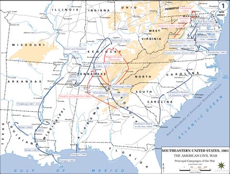 American Civil War Map Principal Campaigns