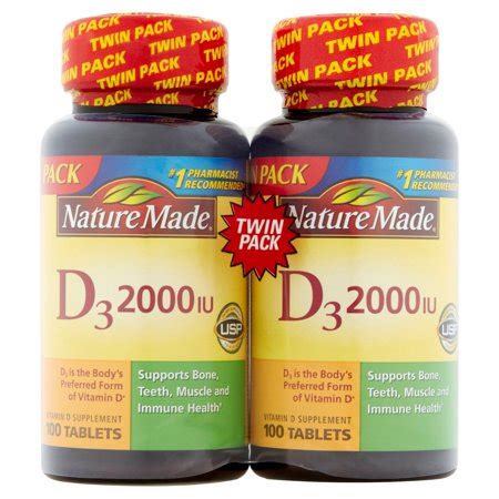 The vitamin d supplement formula also possesses definite amount of calcium, which makes the teeth and bones stronger. Nature Made Vitamin D3 2000 IU Supplement Tablets, 100 ...